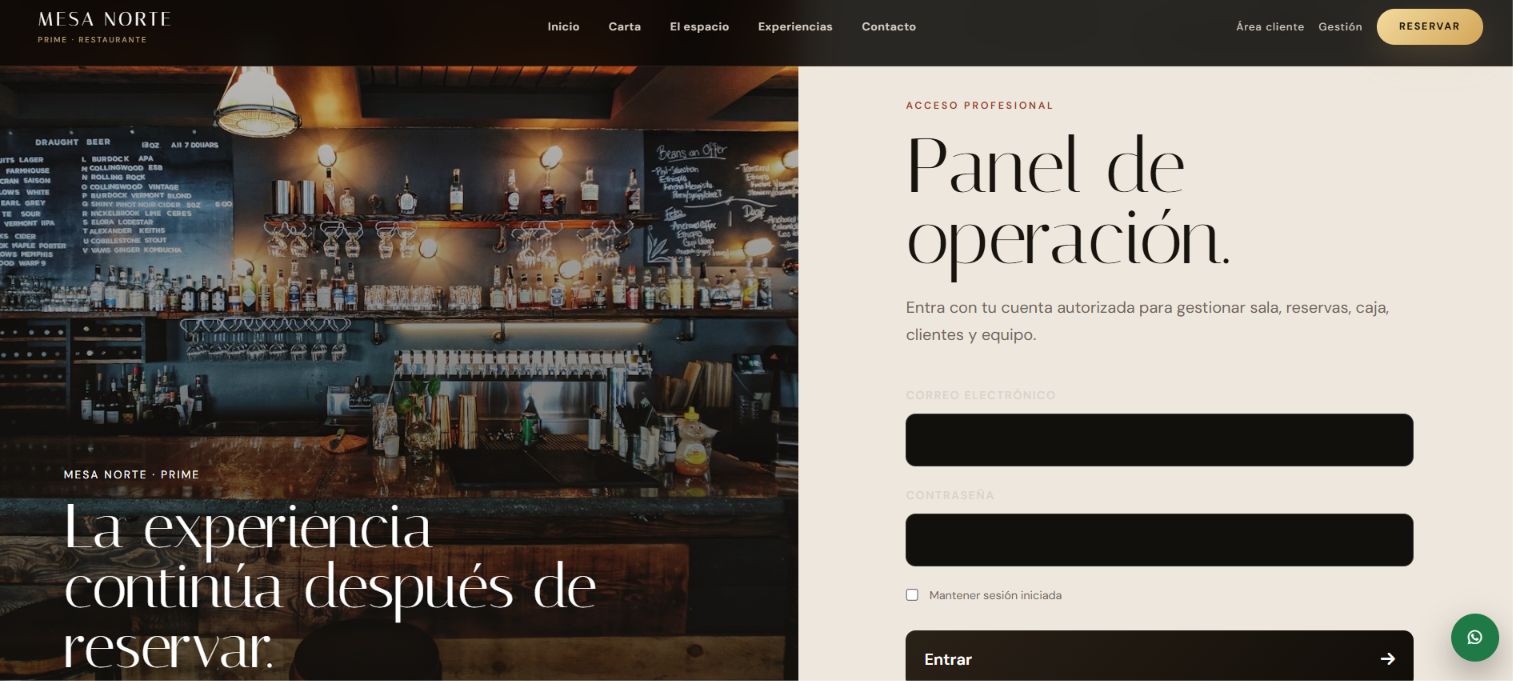 Restaurant PRIME · operación y caja